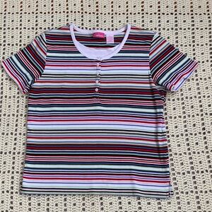 Cappagallo Multicolor Striped Short Sleeve Tee